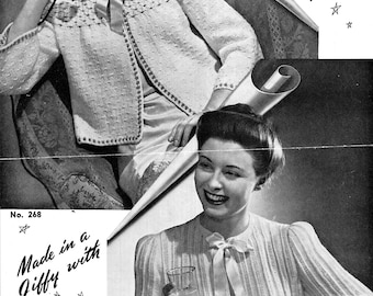 Hand Knit Bedjackets - Bear Brand Bucilla (PDF - EBook - Digital Download) - Pattern Hand Knitting