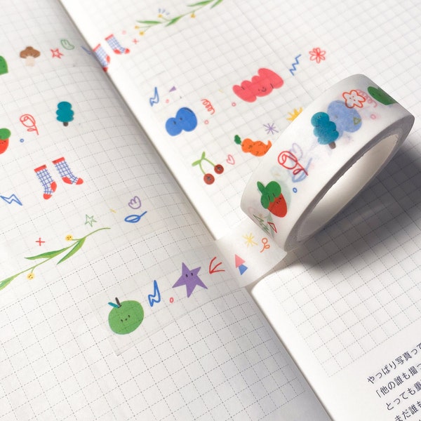 Happy Objects Masking Tape | Kawaii cute stationery • Journal planner • Diary • Note taking