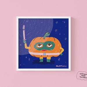 Pipi (Kürbisprinzessin) - Kunstdruck (300gsm) Kawaii Illustration Art Print • Ästhetische Illustration • Illustrierter Druck • Kinderdeko