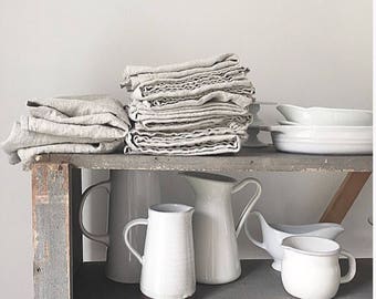 Oversized Linen Kitchen Towel -  / earth conscious / rustic / with hanging loop in any color