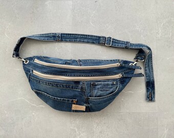 Bolso bandolera de mezclilla reciclada - El diseño original - Tamaño grande