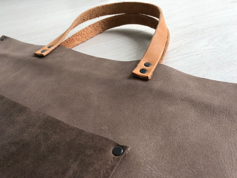 Light greyish brown leather tote