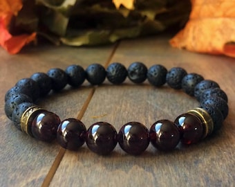 GARNET BRACELET - Stone Bracelets, Garnet Bead Bracelet, Gemstone Bracelets, Beaded Bracelets