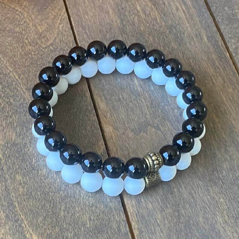 Natural Stone Beaded Bracelets Stacked - UNLOCK YOUR CHAKRA