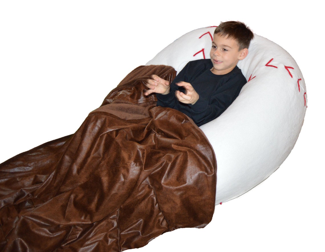 Baseball Bean Bag Chair With Baseball Glove Blanket Etsy