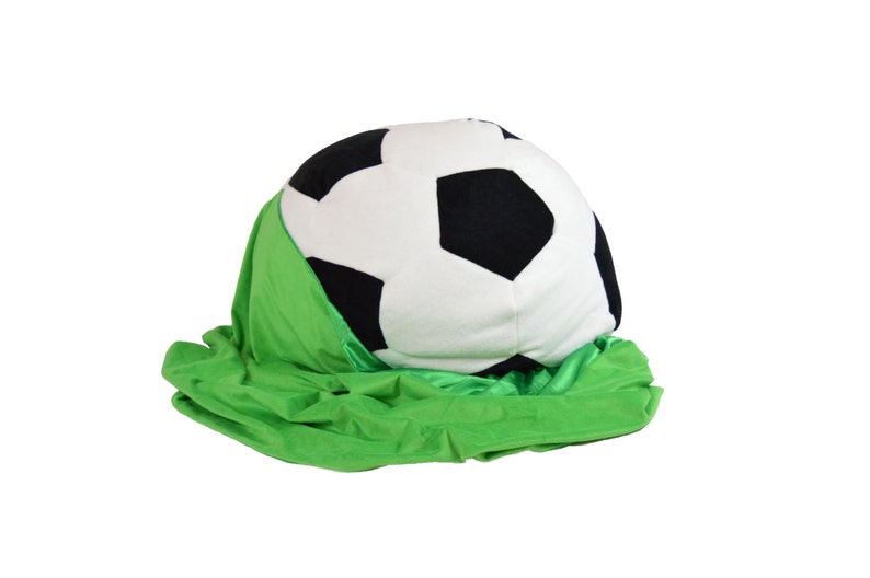 Soccer ball bean bag chair with blanket of grass image 2