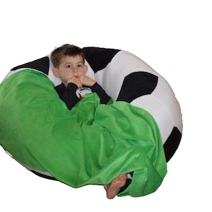 Soccer ball bean bag chair with blanket of grass image 1