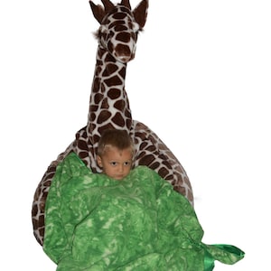 Giraffe bean bag chair with blanket of grass image 2