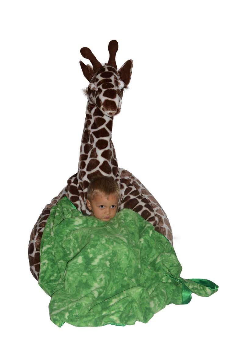 Giraffe bean bag chair with blanket of grass image 2