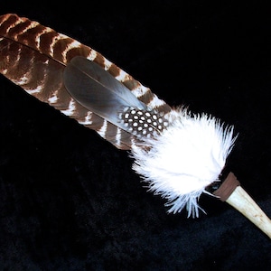 Shamanic Smudge fan - 1 feather decorated - made to order