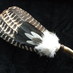 Shamanic Smudge fan - 4 feather decorated - made to order