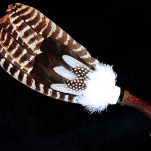 Shamanic Smudge fan - 3 feather decorated - made to order