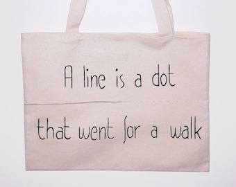 Tote bag Dottu - Handpainted cotton bag a line is a dot that went for a walk