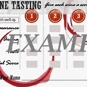Weinverkostungsbogen | Weinprobe Karte ausdrucken | Karte für Weinprobe | Weinprobe-Party | Weinverkostung Score-Karte | Wein Karte zum selbst ausdrucken