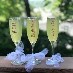 Bridal Party Champagne Glasses | Bride Glass | Maid of Honor Glass | Matron of Honor Wine | Bridesmaid Champ Glasses | Mother of the Bride