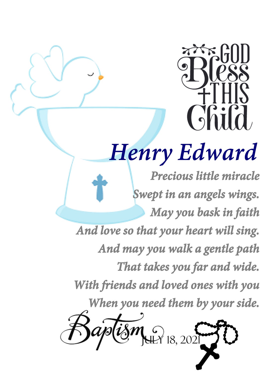 Baptism Poem Printable | Includes *FREE* Customization - Etsy