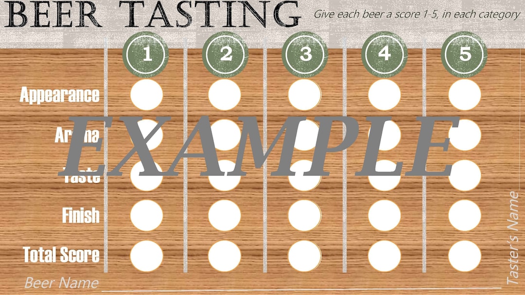 Beer Tasting Sheet Beer Tasting Card Printable Beer Tasting Card Beer