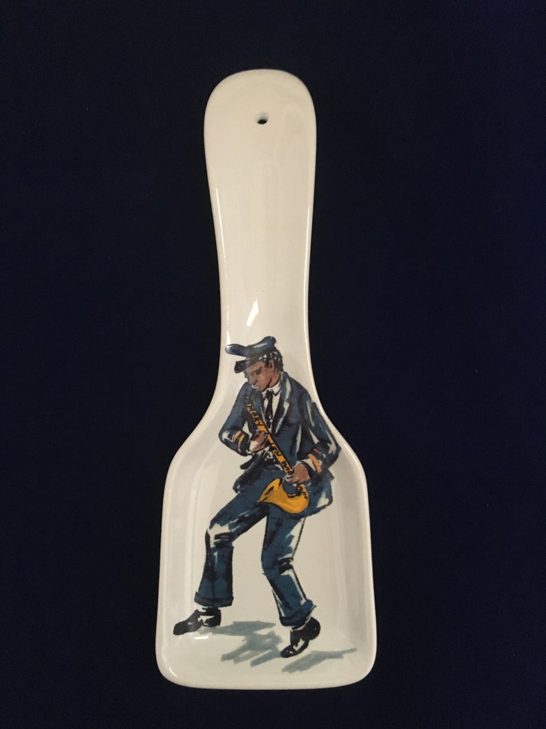 Second Line Saxophone Player Porcelain Traditional Spoon Rest