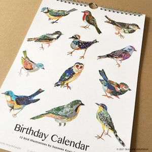 Födelsedagskalender - födelsedagskalender, fågelillustrationer, fåglar, miljövänlig bild 4
