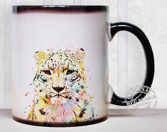 Cheetah Watercolor Painting, Cheetah Mug, Cheetah Art, Coffee Mug, Ceramic Mug, Cheetah Watercolor Mug, Cheetah Art Mugs, Color Changing Mug