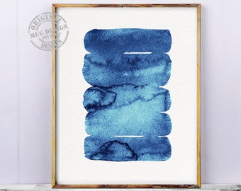 Abstract Painting, Indigo Watercolor Print, Watercolour Wall Art, Abstract Print, Blue Brush Stroke Ink, Blue Abstract, Modern Abstract Art