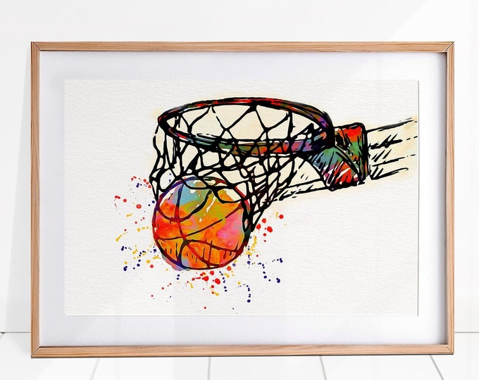 Basketball Art, Basketball Print, Basketball Watercolor Painting, Sport Watercolor, Sport Wall Art, Basketball Print, Basketball Poster, Art