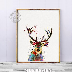 Deer Watercolor Painting Print Deer Print Deer Head and - Etsy