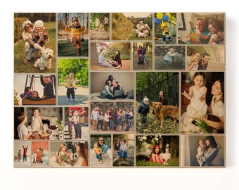 Custom Photo Collage On Wood, Unlimited Photos Collage, Personalized Photo Collage On Real Wood Board, Photo Collage Kit, Personalised Gift