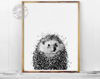 Hedgehog Print Black and White, Hedgehog Watercolor Painting, Watercolor Print, Watercolor Painting, Hedgehog Art, Hedgehog Wall Art, Poster