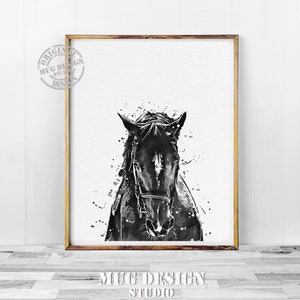 Impresión de arte de acuarela de caballo, arte imprimible de caballo, impresión de caballo moderno, impresión contemporánea, arte de la pared del vivero de caballos, impresiones de animales de granja