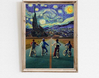 Starry Night Print | Movie Print Wall Art | The Starry Night Poster | Van Gogh Parody Art I Movie Poster