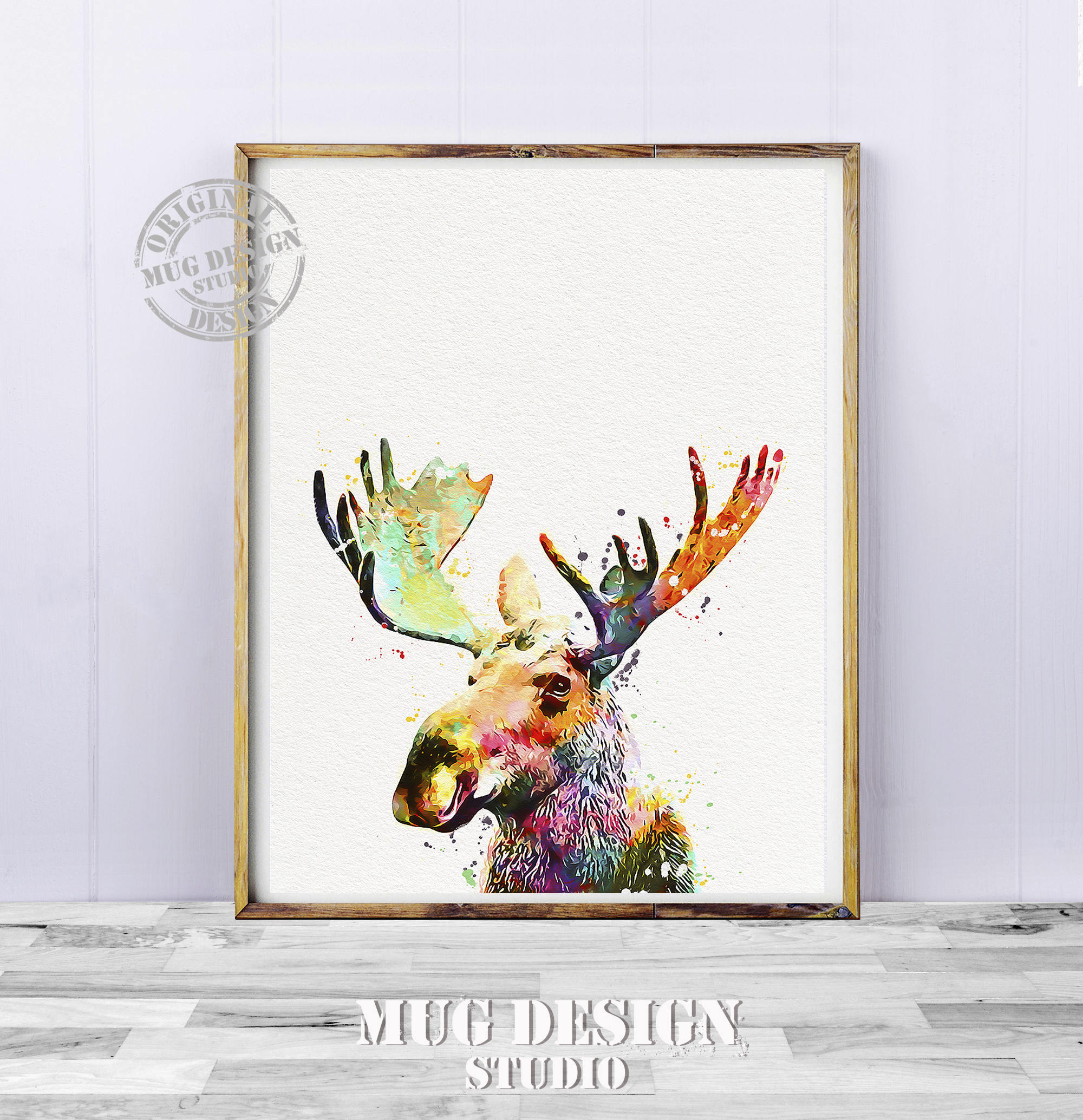 Moose Watercolor Nature Print, Moose Art, Moose Painting, Moose Print,  Abstract Moose, Watercolor Illustration, Nursery Kids Room Art Print -   UK