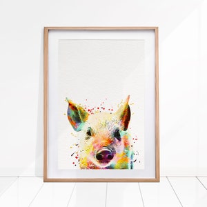 Pig Watercolor Print, Pig Nursery Decor, Pig Print, Farm Animals, Pig Wall Decor, Baby Pig Print, Farmhouse Decor, Pig Painting, Pig Decor