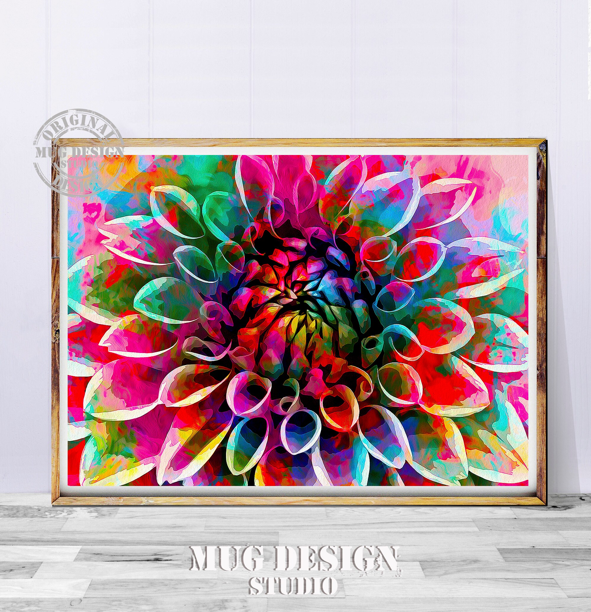 Pink Dahlia Watercolor Painting Dahlia Print Dahlia Flower Etsy