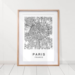 Paris Map Print, Paris City Map, Paris Map Poster, France City, City Map Print, Black and White Map, France Print, Wall Art, Paris Carte Art