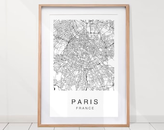 Paris Map Print, Paris City Map, Paris Map Poster, France City, City Map Print, Black and White Map, France Print, Wall Art, Paris Carte Art