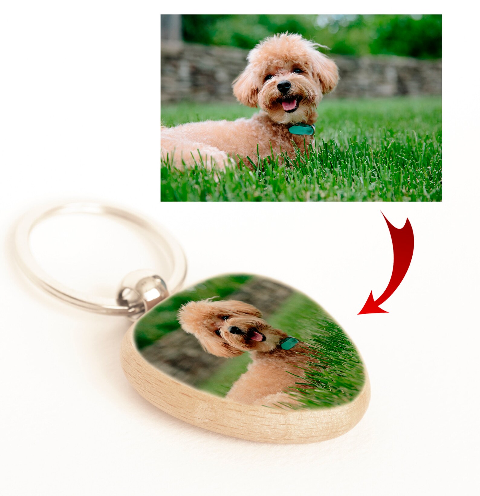 Wood Key Chain Photo on Keychain Personalized Wooden Etsy