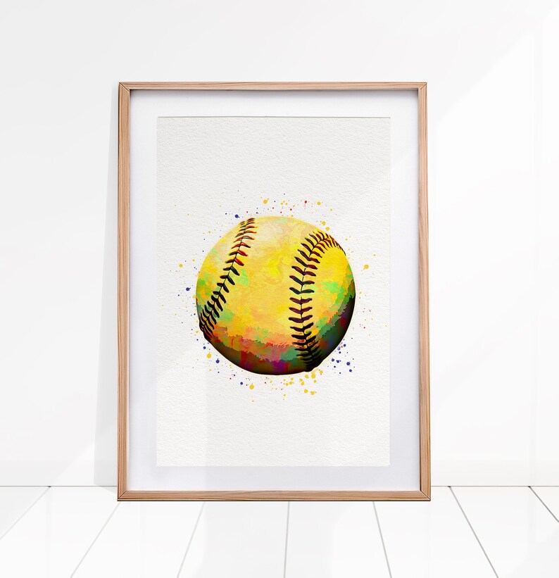 Softball Ball Art Softball Print Softball Watercolor - Etsy