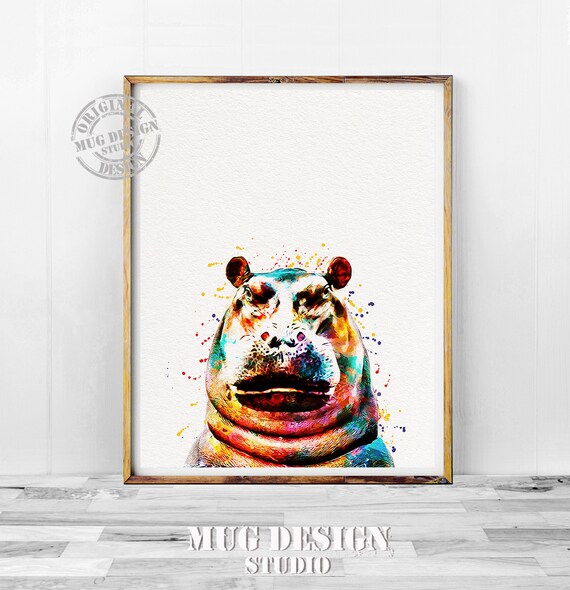 Hippopotamus art Hippo print Hippo art print Hippo illustration Hippo watercolor African animal Hippopotamus gift Nursery art