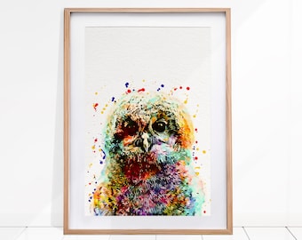 Baby Owl Watercolor Print, Owl Print, Woodland Animals, Nursery Wall Art Decor, Baby Shower Gift, Forest Animals, Nursery Animals, Bird Art