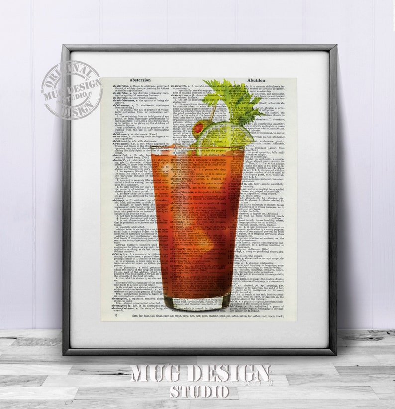 Bloody Mary Cocktail Dictionary Art Print Illustration Etsy