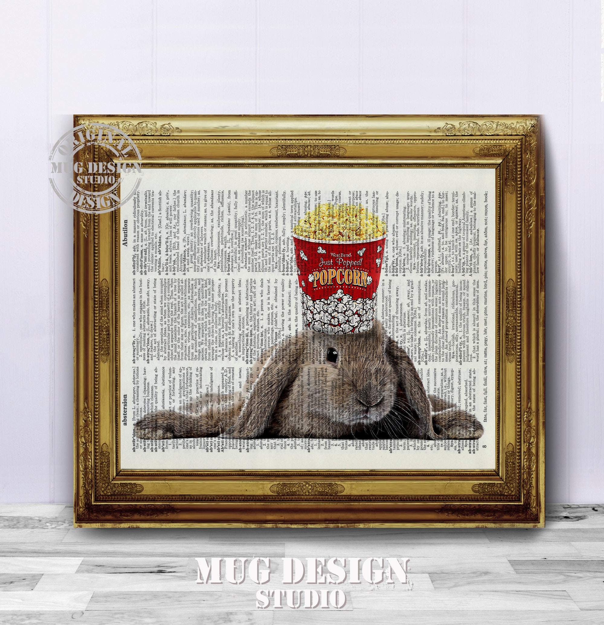 Dictionary Art Print Rabbit and Popcorn Dictionary Art Print Etsy UK