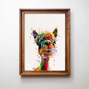 Impresión de acuarela de alpaca para guardería, arte de pintura para guardería, póster de llama, baby shower de bosque, animales de guardería, arte de pared imprimible