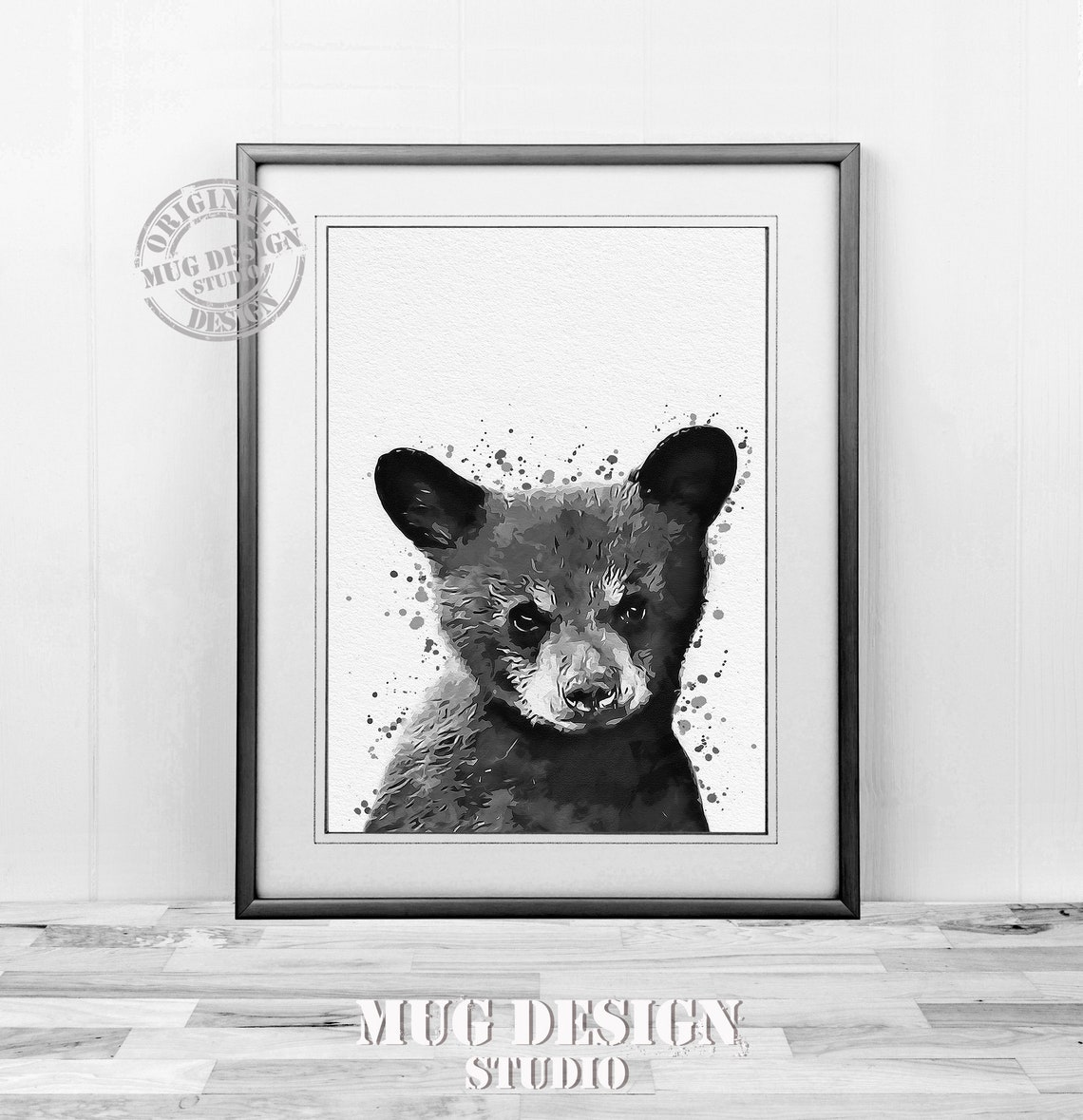 Black and White Watercolor Baby Animals Nursery Wall Art Set - Etsy
