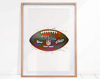 American Football Print, Football Wall Art, Football Watercolor Painting, Football Art, Football Print, Boys Room Decor, Sports Decor Poster
