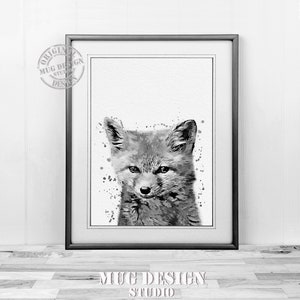 Black and White Watercolor Baby Animals Nursery Wall Art Set - Etsy