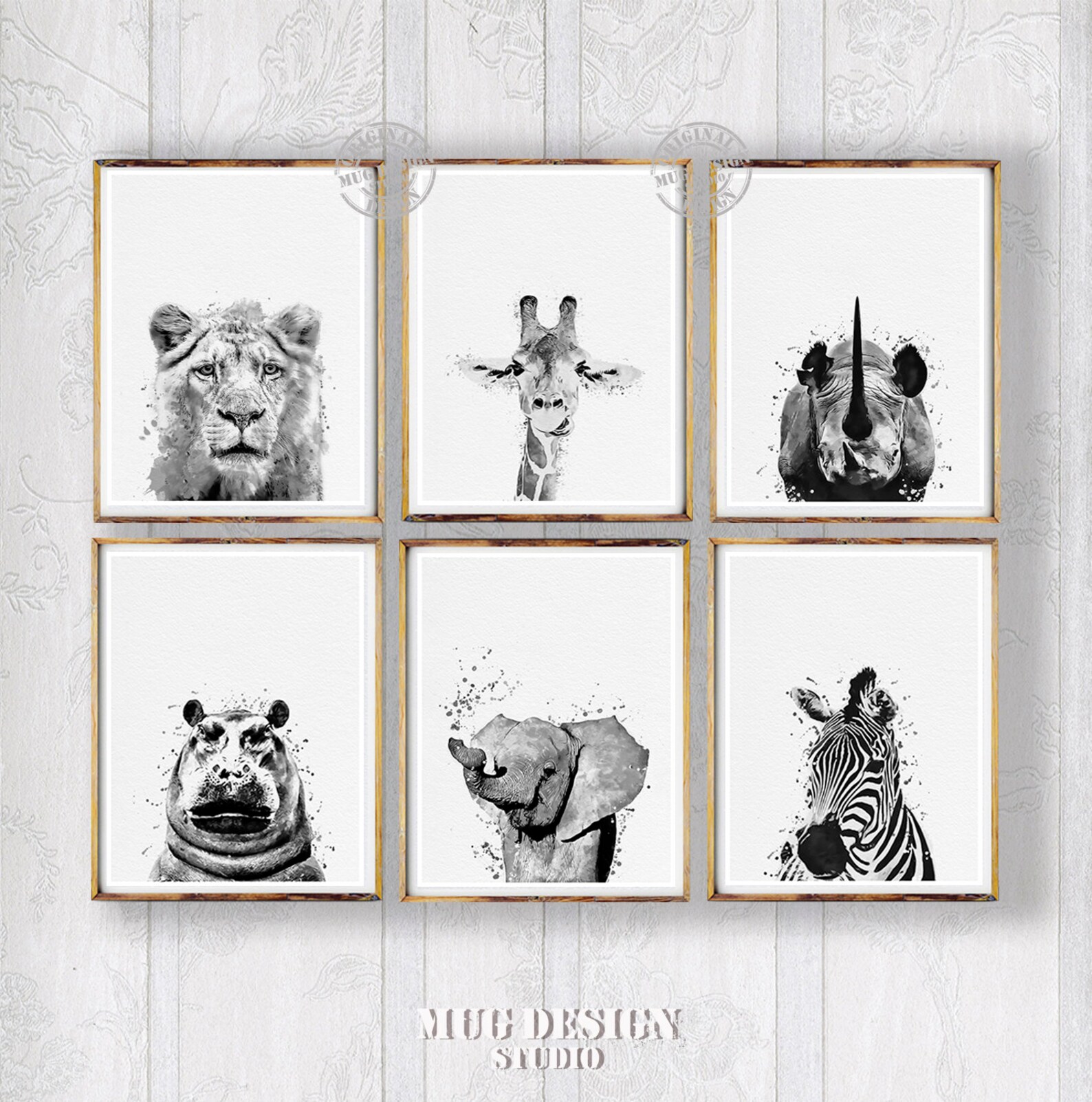 Set of 6 Safari Animal Prints Black and White African Baby - Etsy