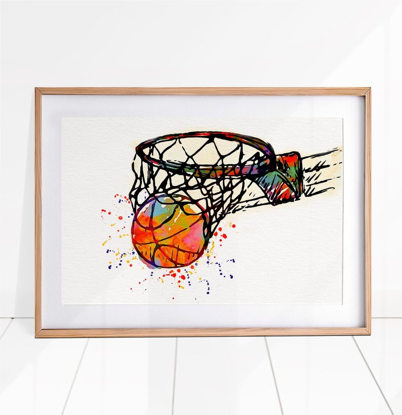 Basketball Art Basketball Print Basketball Watercolor Etsy Australia