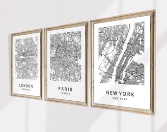 Set of 3 Prints, Custom City Map Gift, Custom Map Art, Custom Map Print, City Map Print, City Map Art, Custom Map, Maps Cities, City Posters