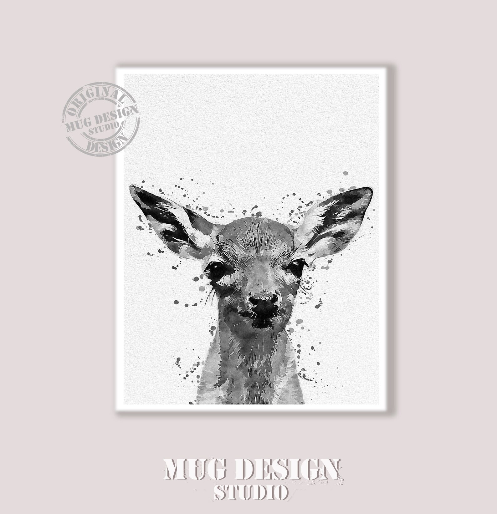Black and White Watercolor Baby Animals Nursery Wall Art Set - Etsy